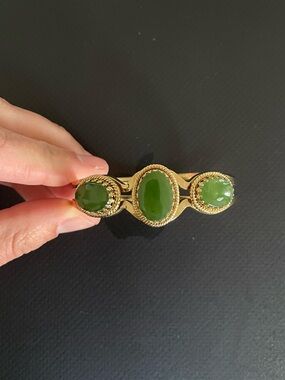 Gold Bracelet with Green Stone Trio